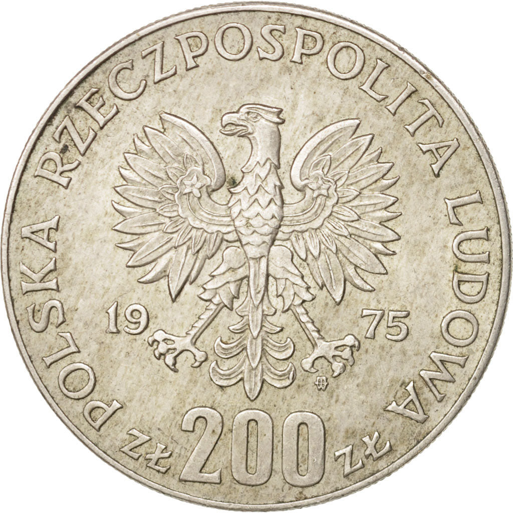 Poland, 200 Zlotych, 1975, Warsaw, AU(55-58), Silver, KM:79