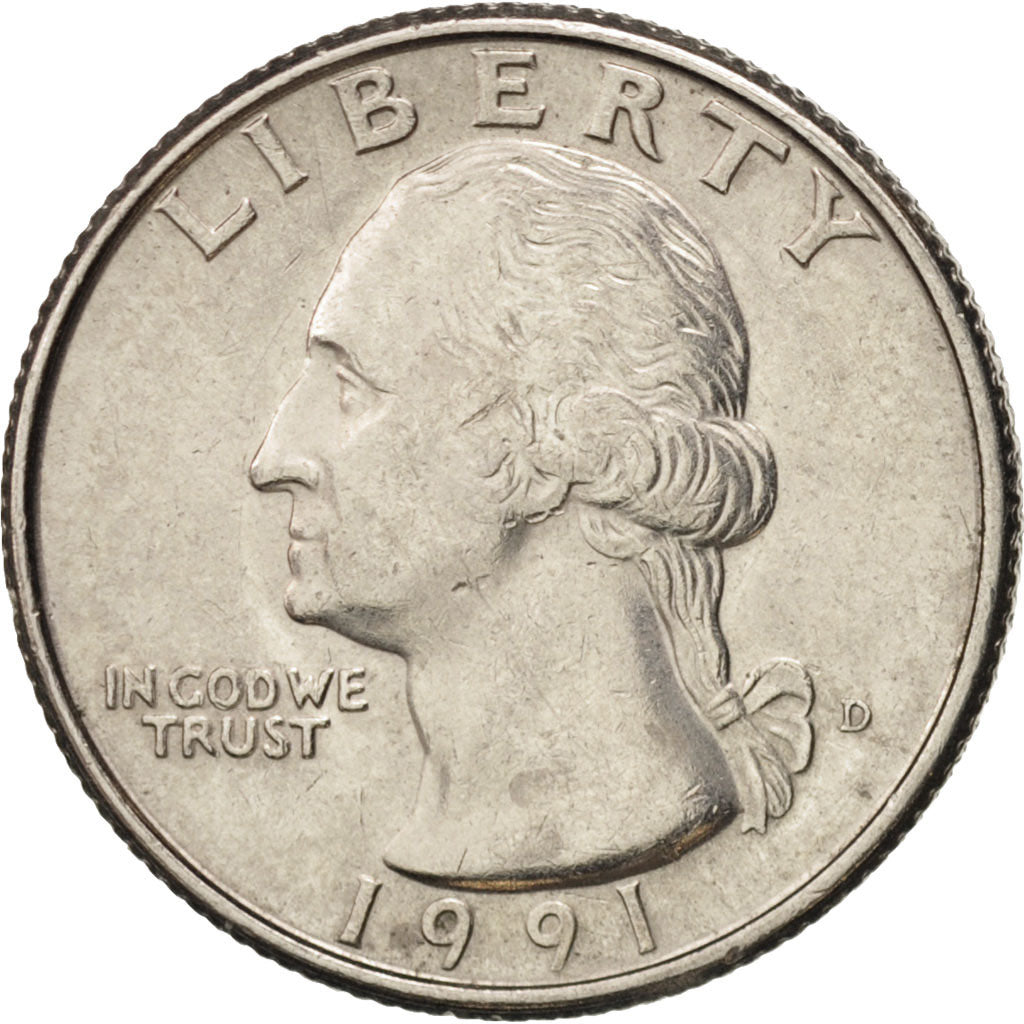 Coin, United States, Washington Quarter, Quarter, 1991, U.S. Mint, Denver
