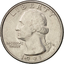Coin, United States, Washington Quarter, Quarter, 1991, U.S. Mint, Denver