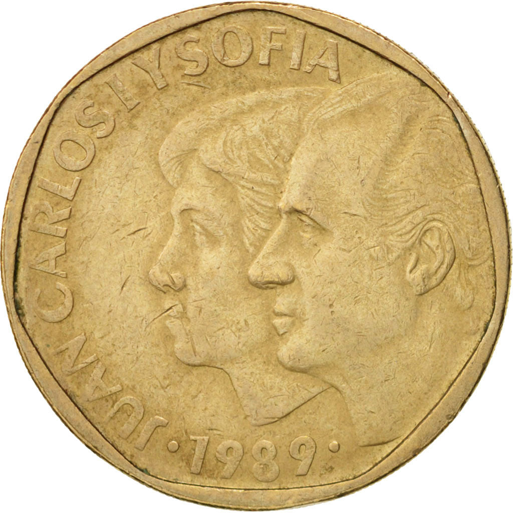 Spain, Juan Carlos I, 500 Pesetas, 1989, AU(50-53), Aluminum-Bronze, KM:831