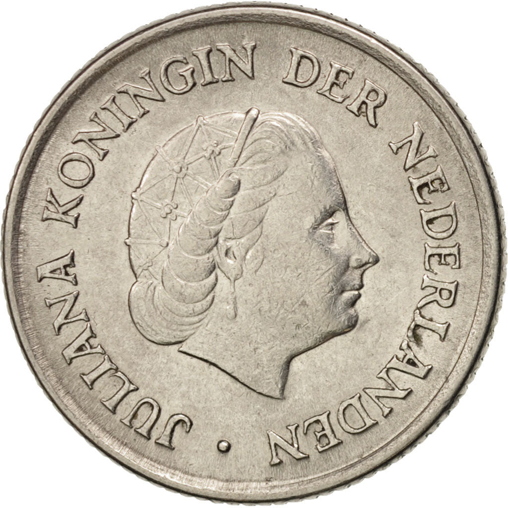Coin, Netherlands, Juliana, 25 Cents, 1957, AU(55-58), Nickel, KM:183
