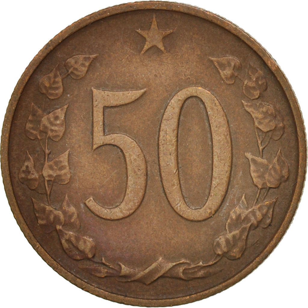 Moneta, Cecoslovacchia, 50 Haleru, 1965, BB, Bronzo, KM:55.1
