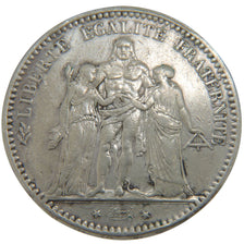 FRANCE, Hercule, 5 Francs, 1875, Paris, VF(30-35), Silver, Gadoury #745a, 24.80