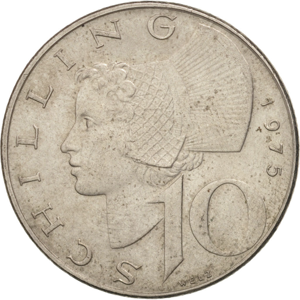 Coin, Austria, 10 Schilling, 1975, MS(60-62), Copper-Nickel Plated Nickel