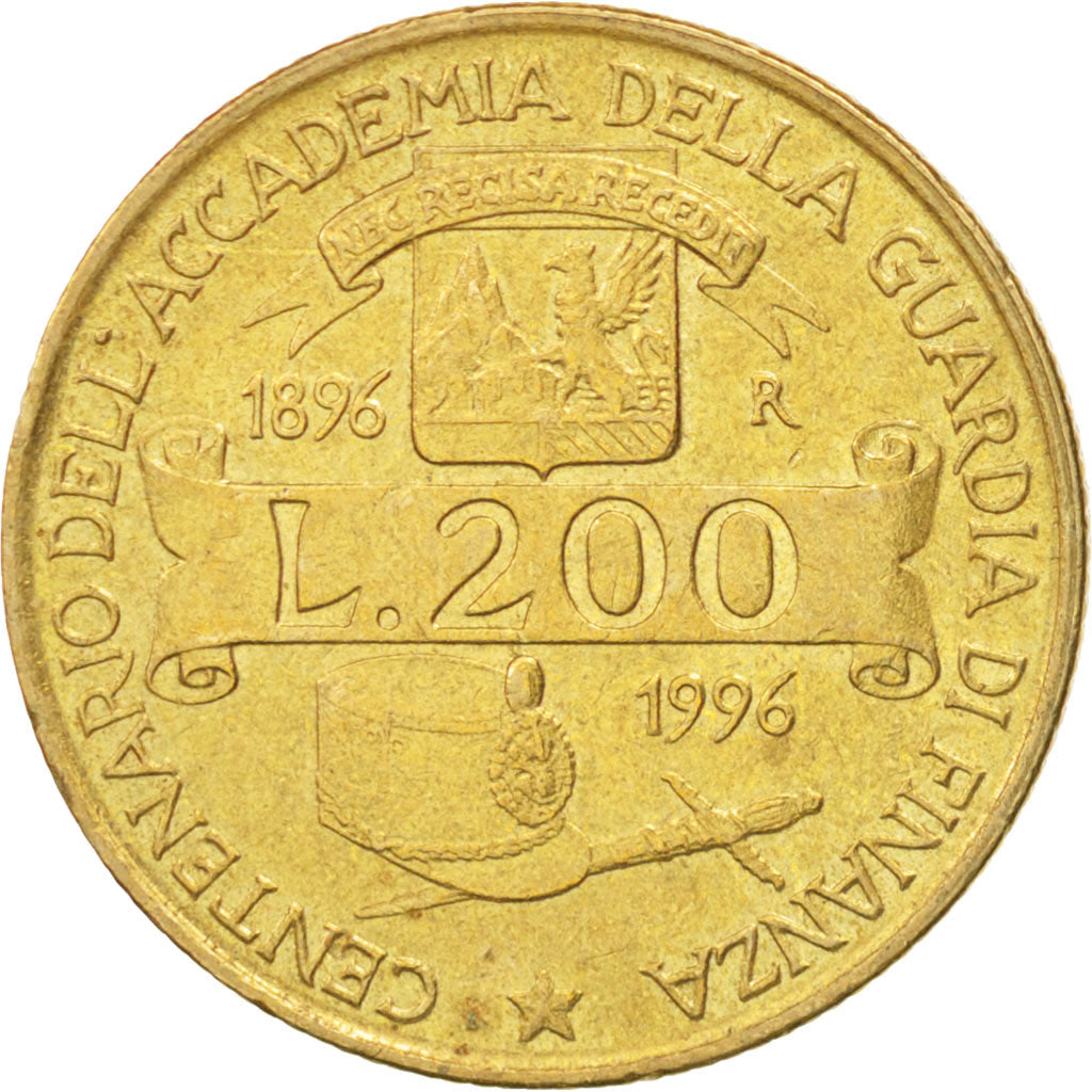 Coin, Italy, 200 Lire, 1996, Rome, AU(55-58), Aluminum-Bronze, KM:184