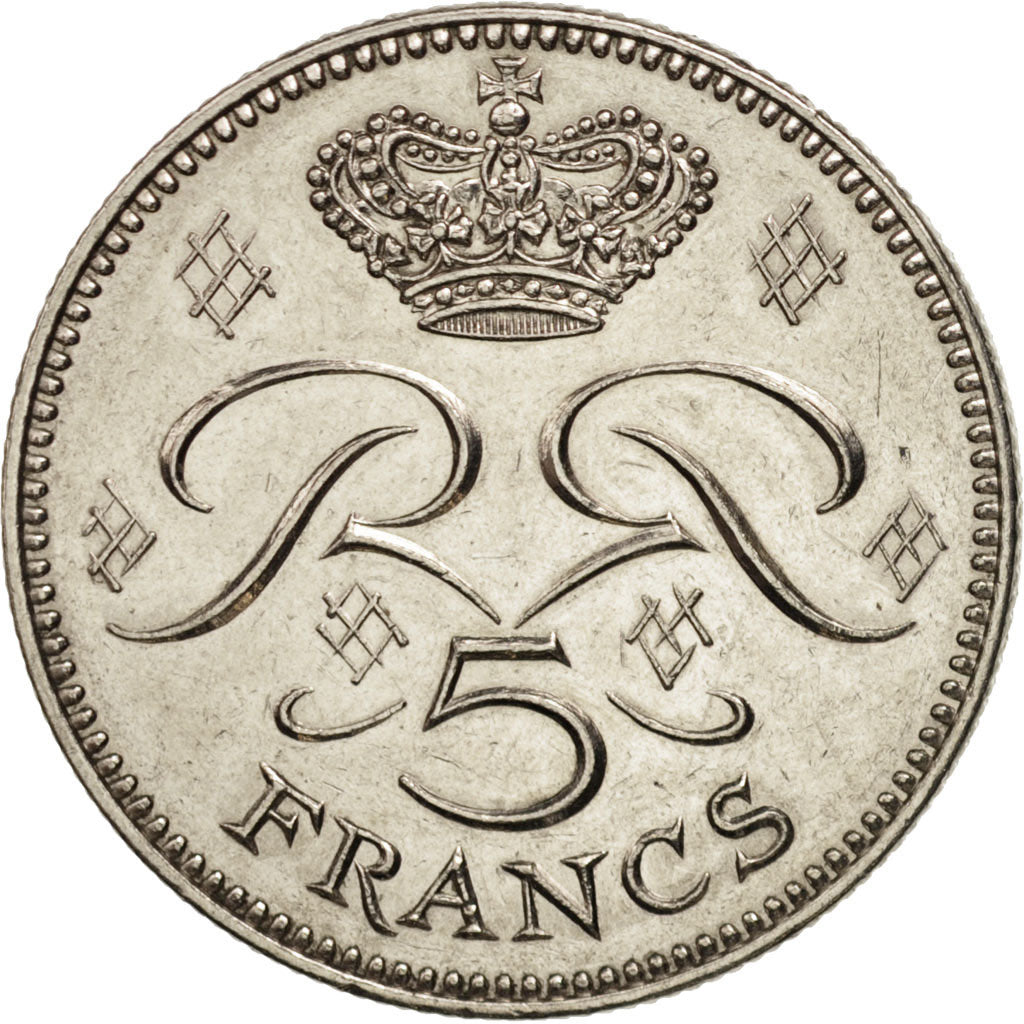 Coin, Monaco, Rainier III, 5 Francs, 1974, MS(63), Copper-nickel, KM:150