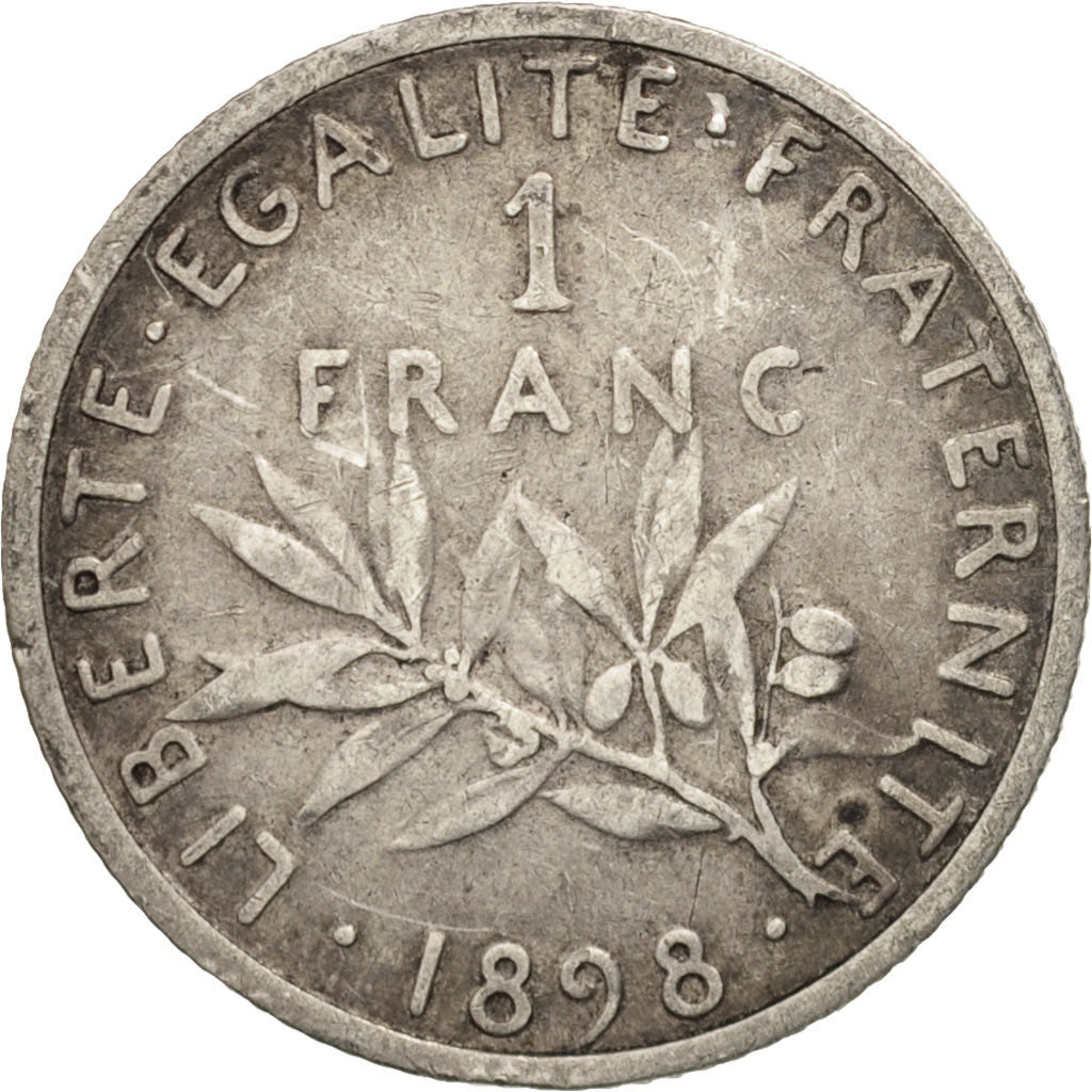 France, Semeuse, Franc, 1898, Paris, VF(20-25), Silver, KM:844.1