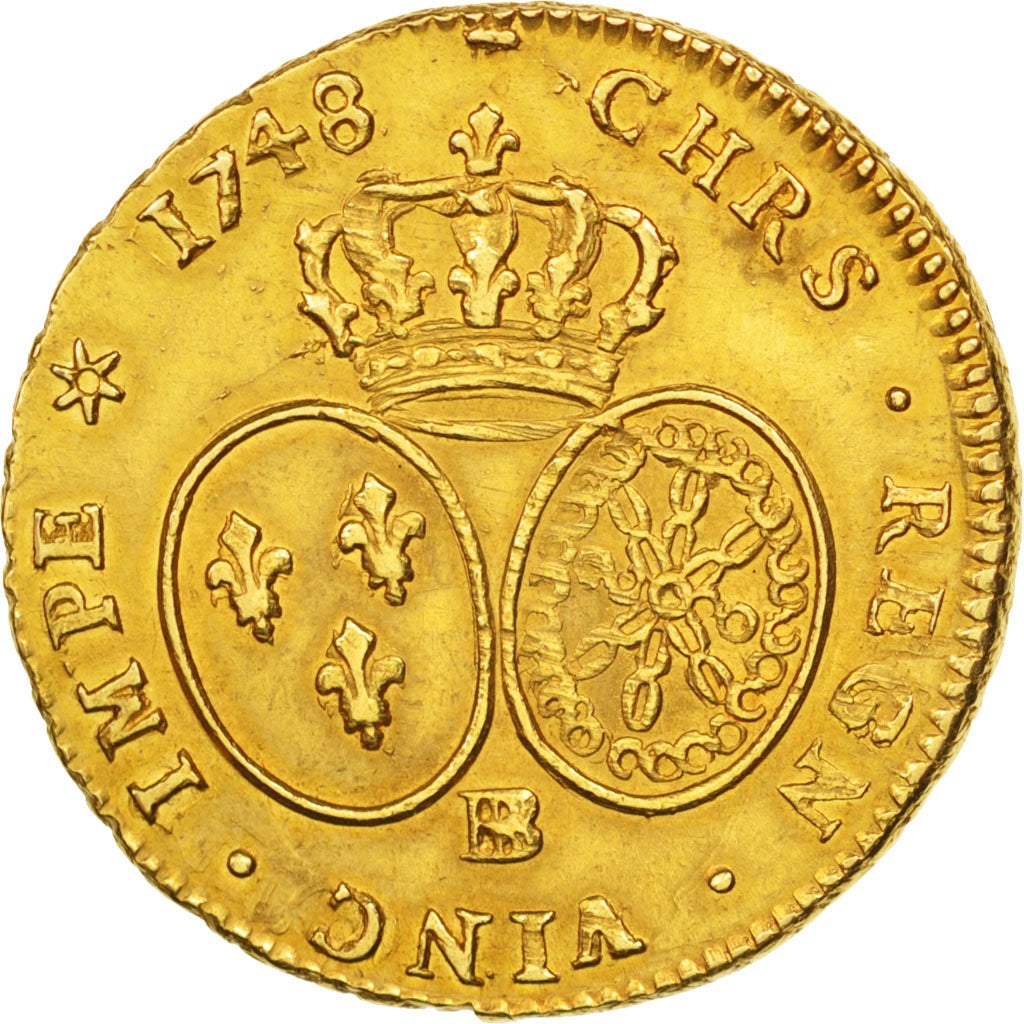 Münze, Frankreich, Louis XV, Double louis d'or au bandeau, 2 Louis D'or, 1748