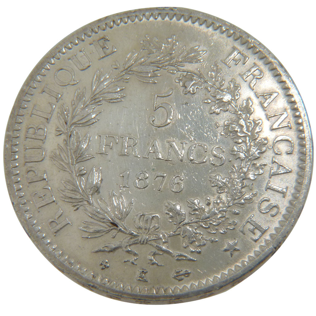 FRANCE, Hercule, 5 Francs, 1876, Bordeaux, KM #820.2, EF(40-45), Silver,...