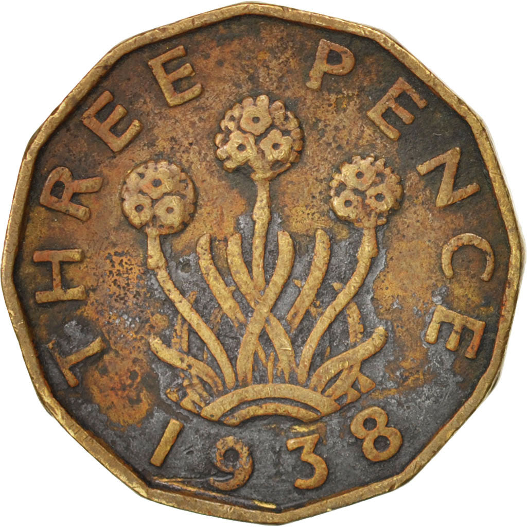 Moneta, Gran Bretagna, George VI, 3 Pence, 1938, MB, Nichel-ottone, KM:849
