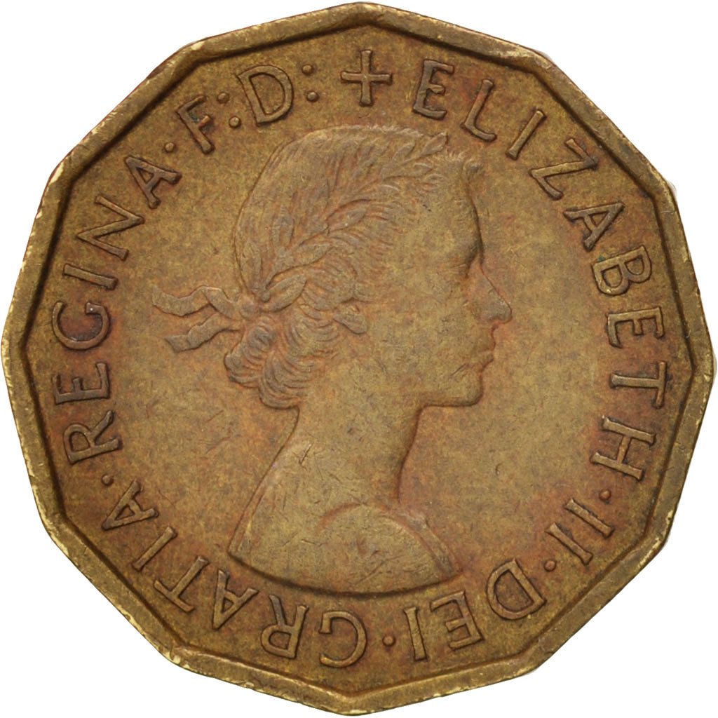 Coin, Great Britain, Elizabeth II, 3 Pence, 1960, EF(40-45), Nickel-brass