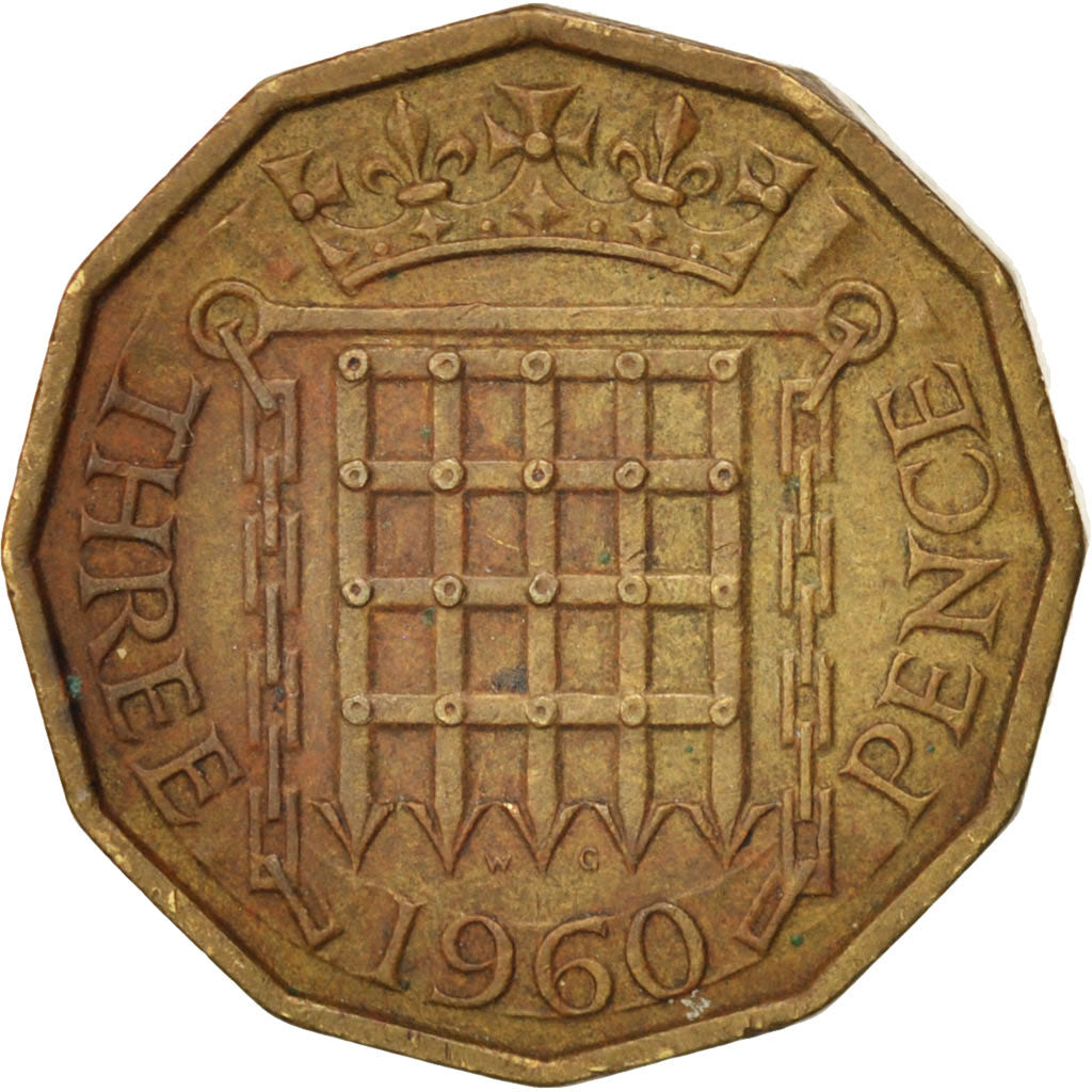 Coin, Great Britain, Elizabeth II, 3 Pence, 1960, EF(40-45), Nickel-brass
