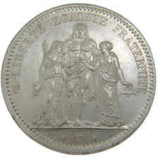 FRANCE, Hercule, 5 Francs, 1877, Paris, KM #820.1, AU(55-58), Silver, Gadoury...