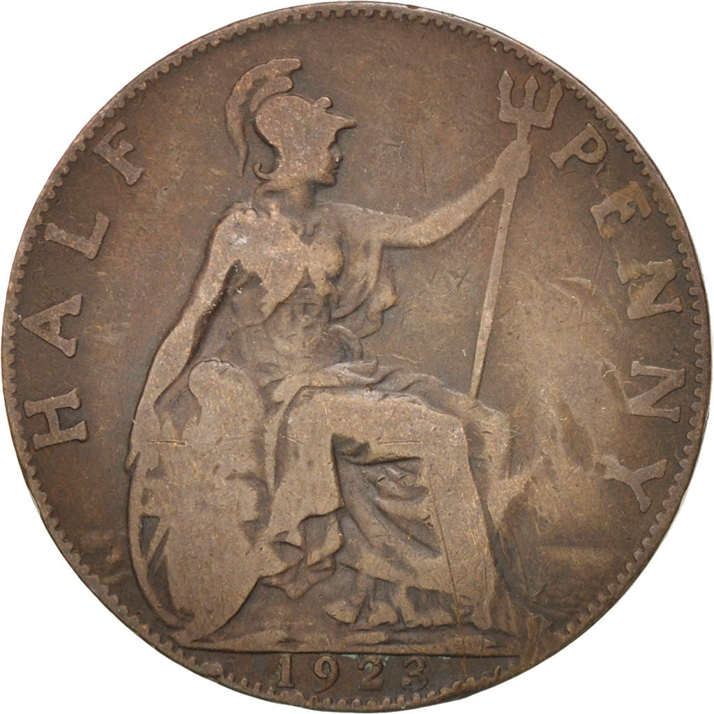 Great Britain, George V, 1/2 Penny, 1923, VF(20-25), Bronze, KM:809