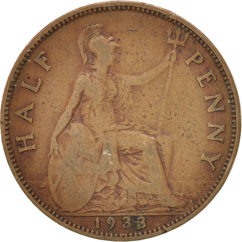 Coin, Great Britain, George V, 1/2 Penny, 1938, VF(20-25), Bronze, KM:837