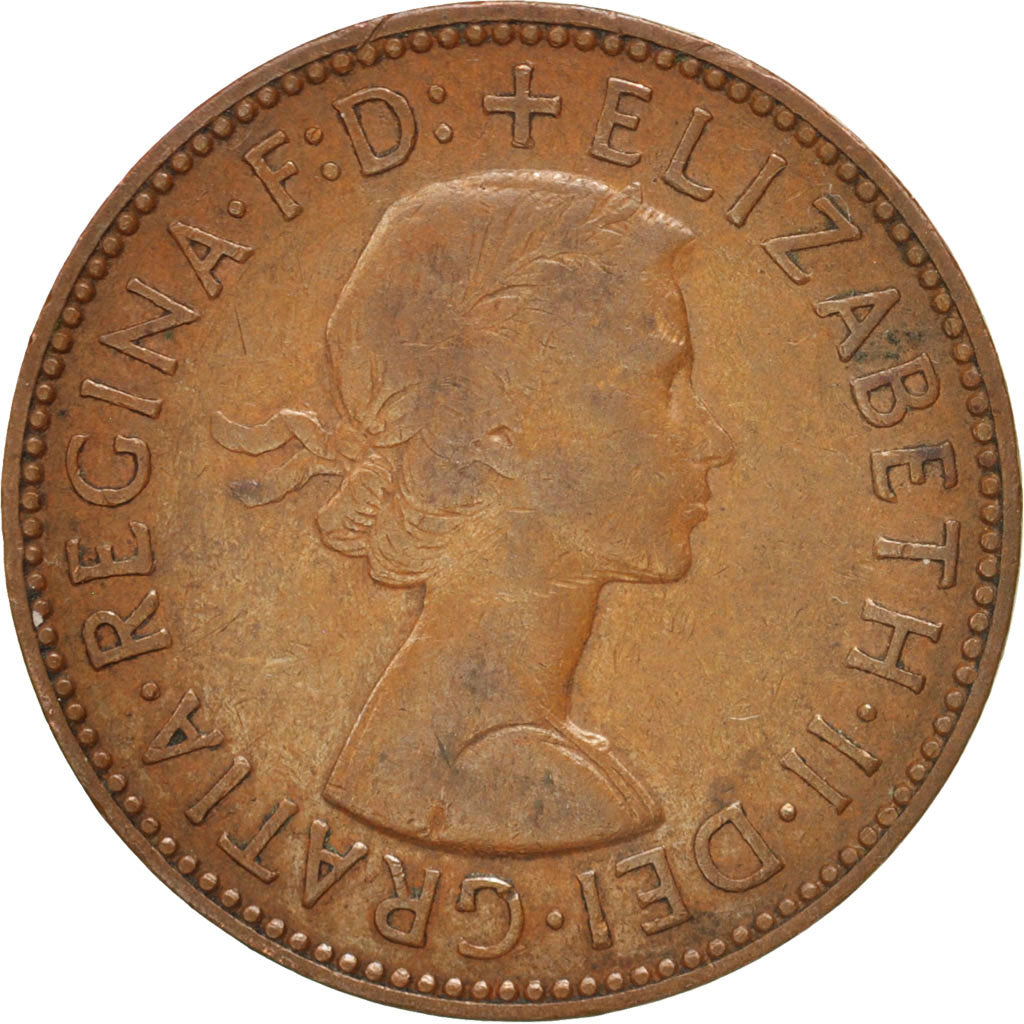 Coin, Great Britain, Elizabeth II, 1/2 Penny, 1960, VF(20-25), Bronze, KM:896