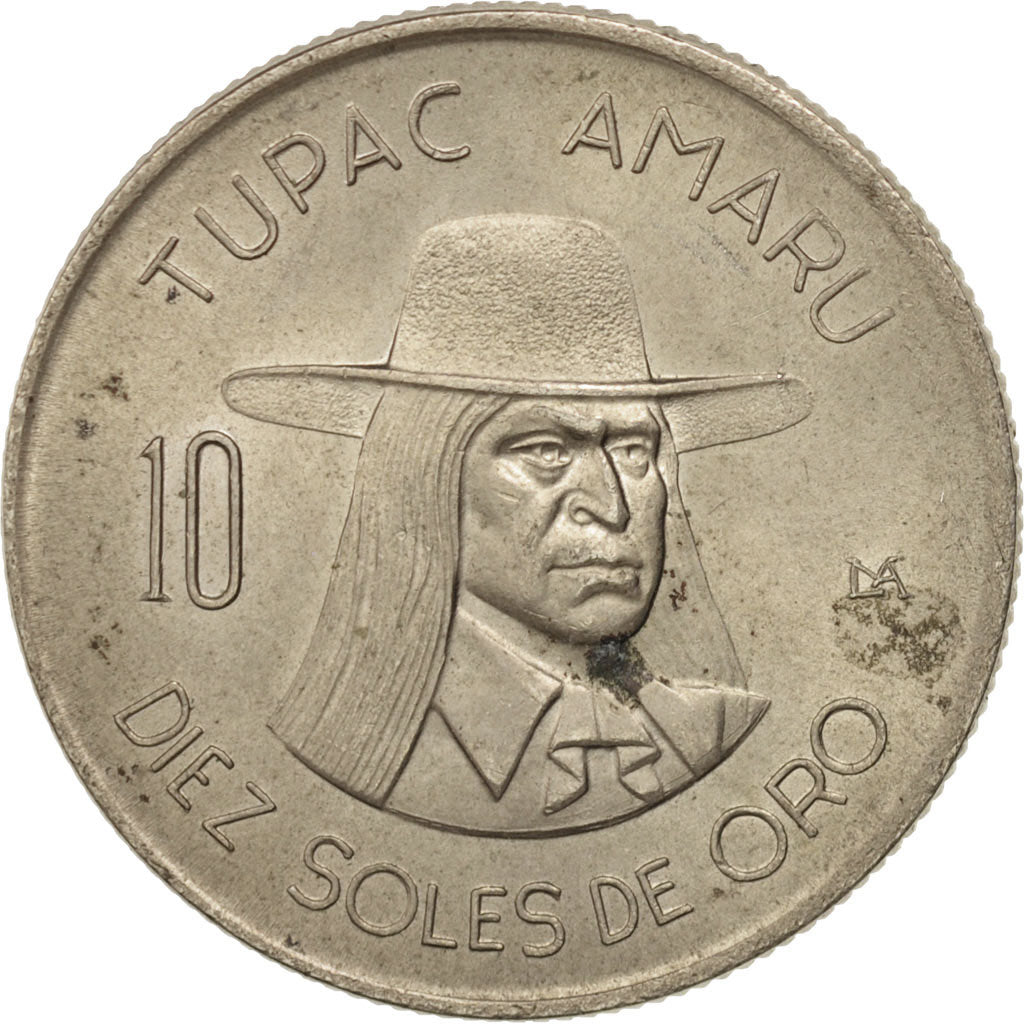 Peru, 10 Soles, 1974, AU(55-58), Copper-nickel, KM:258