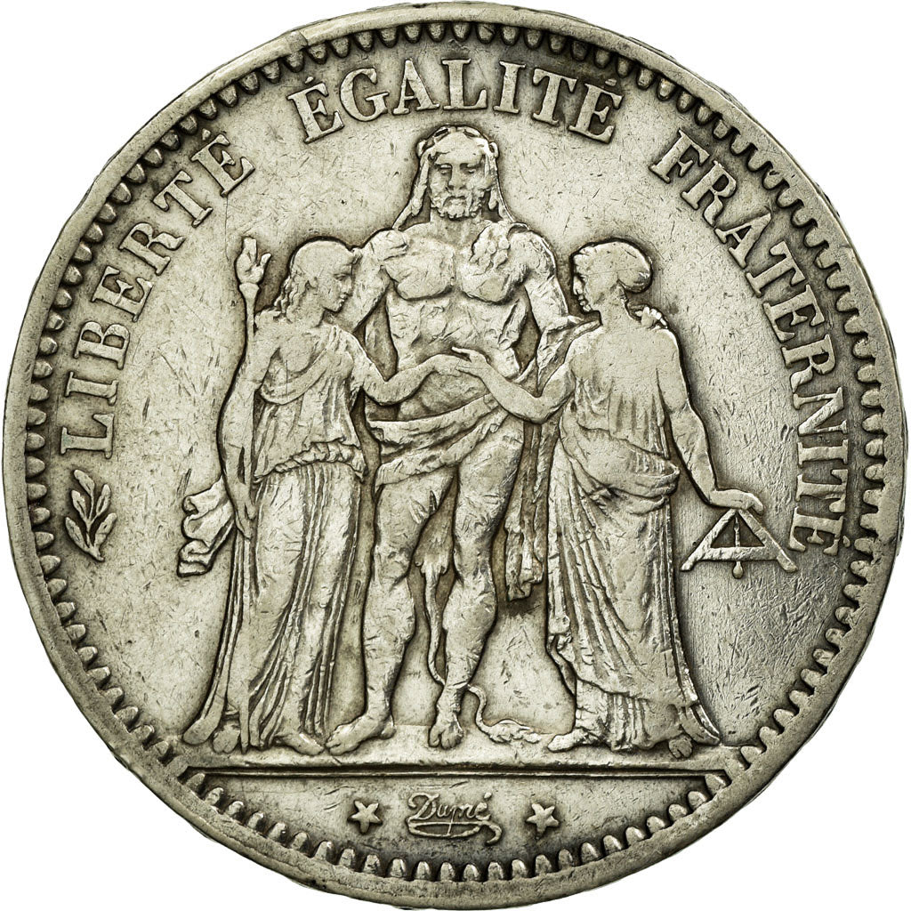 Coin, France, Hercule, 5 Francs, 1878, Bordeaux, EF(40-45), Silver, KM:820.2