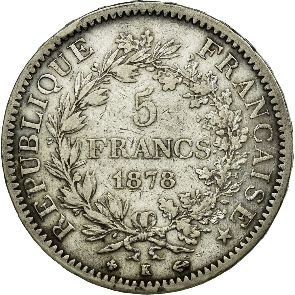 Coin, France, Hercule, 5 Francs, 1878, Bordeaux, EF(40-45), Silver, KM:820.2