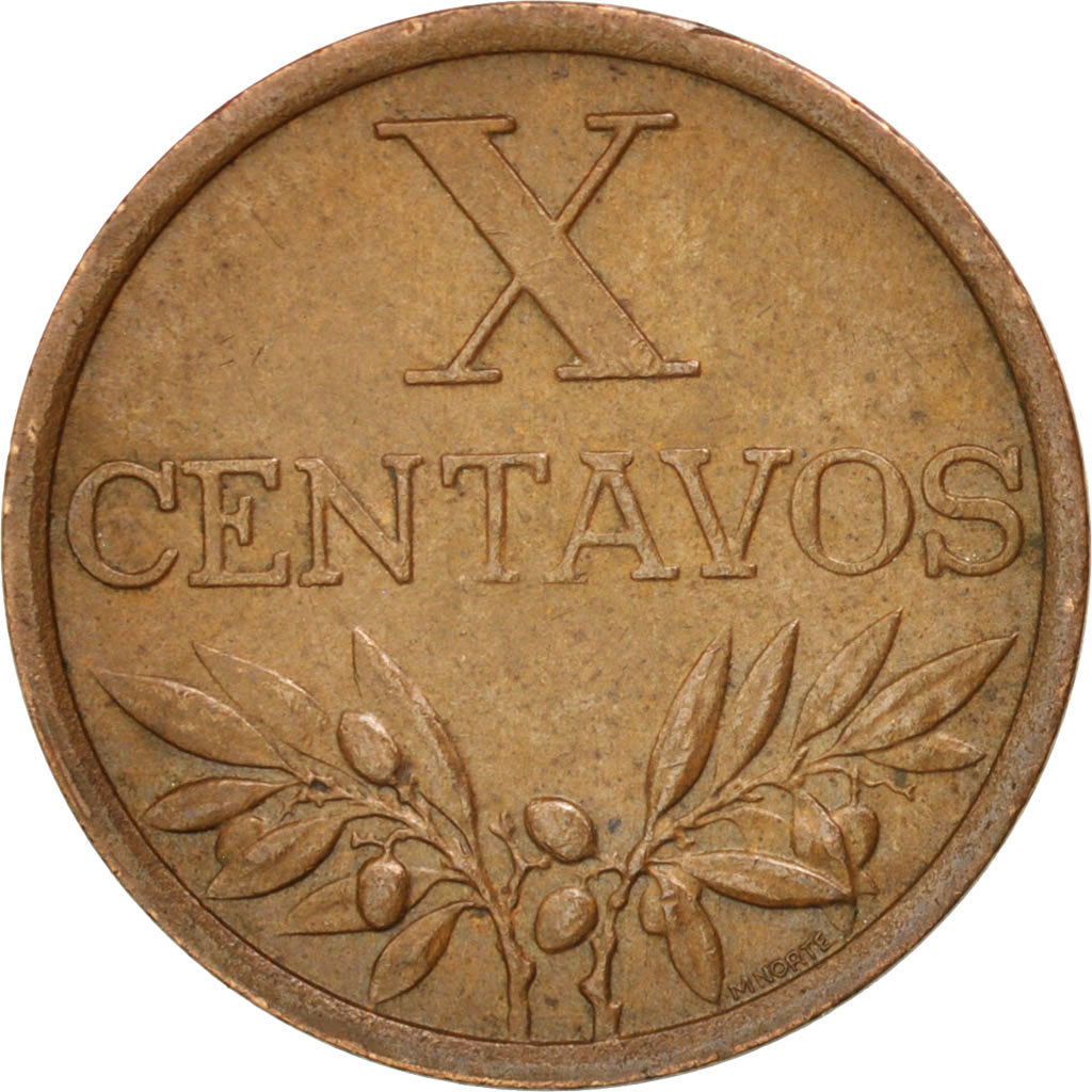 Coin, Portugal, 10 Centavos, 1968, AU(50-53), Bronze, KM:583