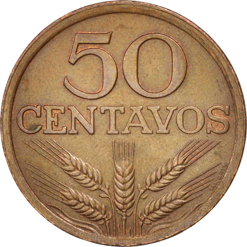 Coin, Portugal, 50 Centavos, 1976, AU(55-58), Bronze, KM:596
