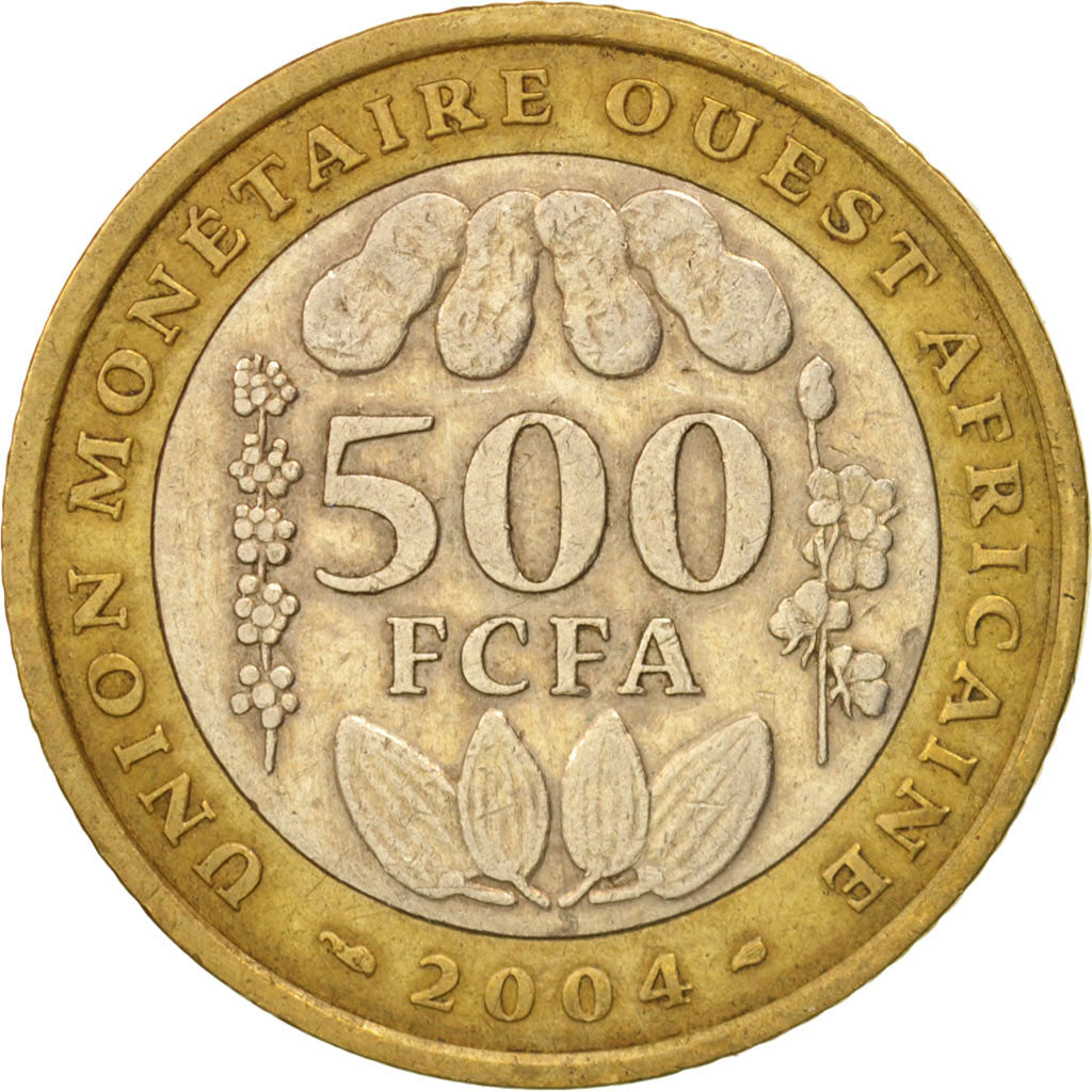 West African States, 500 Francs, 2004, EF(40-45), Bi-Metallic, KM:15