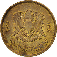 Moneda, Libia, 5 Dirham, 1975, EBC, Latón recubierto de acero, KM:13
