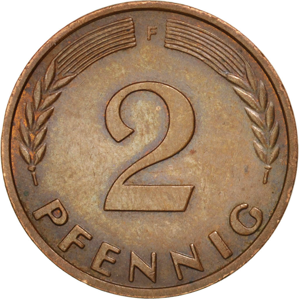 Coin, GERMANY - FEDERAL REPUBLIC, 2 Pfennig, 1966, Stuttgart, AU(55-58), Bronze