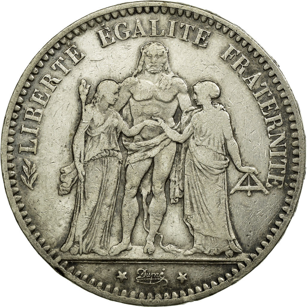 Coin, France, Hercule, 5 Francs, 1878, Bordeaux, VF(30-35), Silver, KM:820.2
