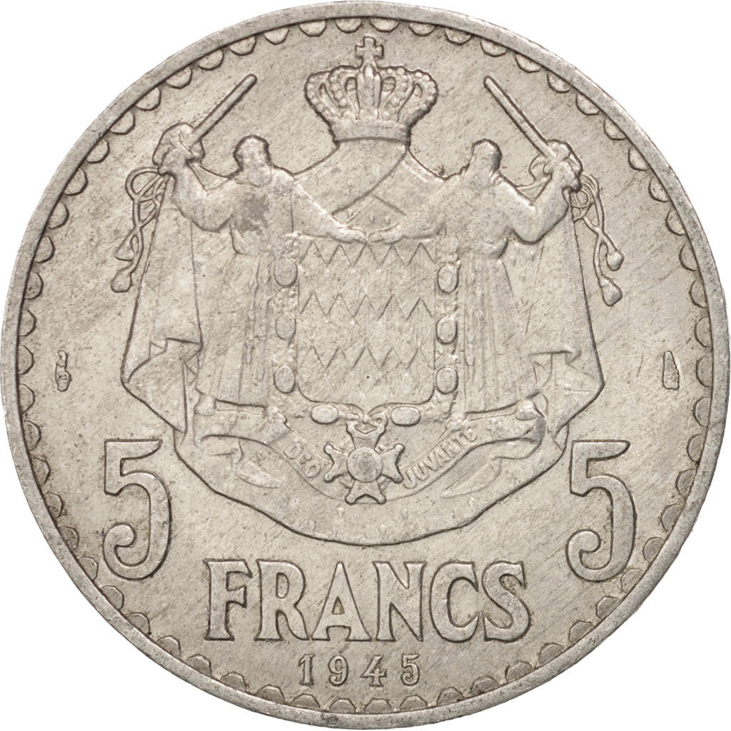 Monnaie, Monaco, Louis II, 5 Francs, 1945, TTB, Aluminium, KM:122, Gadoury:MC135