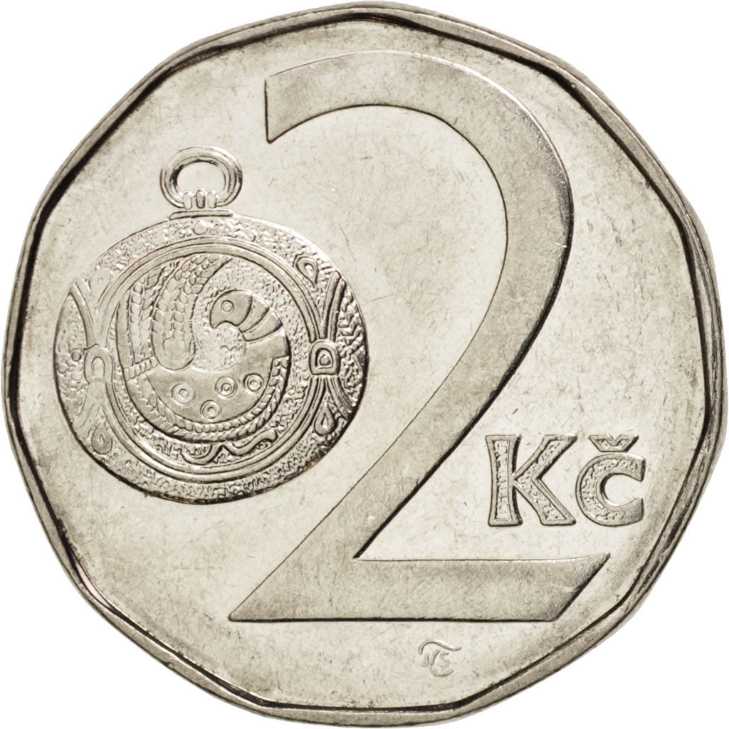 Münze, Tschechische Republik, 2 Koruny, 1993, VZ, Nickel plated steel, KM:9
