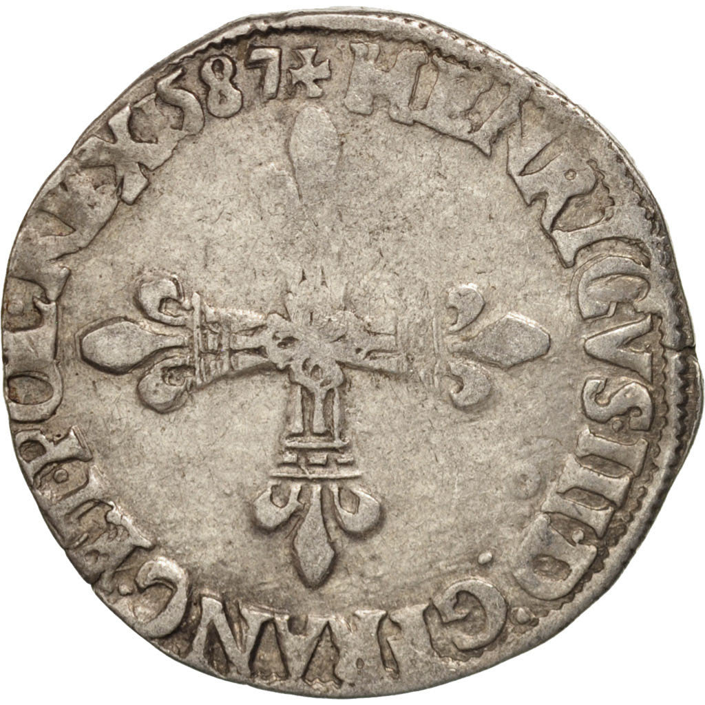 France, Henri III, 1/4 Ecu, 1587, Rennes, TB+, Argent, Sombart:4662