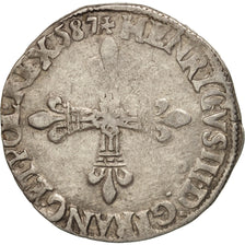 France, Henri III, 1/4 Ecu, 1587, Rennes, TB+, Argent, Sombart:4662