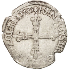 Frankreich, Henri III, 1/4 Ecu, 1587, Nantes, VF(30-35), Silver, Sombart:4662