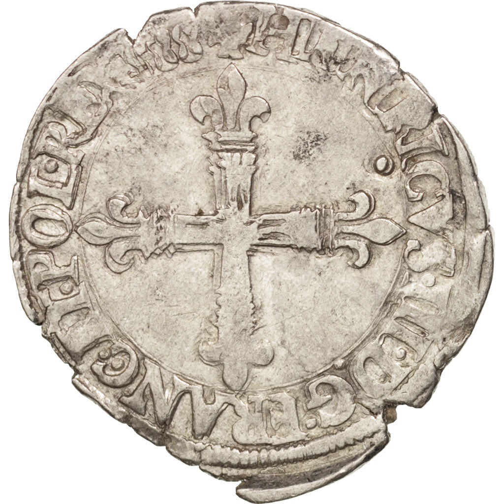 France, Henri III, 1/4 Ecu, 1588, Nantes, VF(30-35), Silver, Sombart:4662