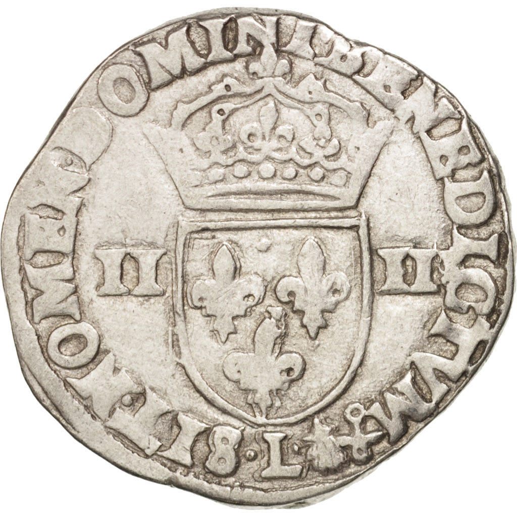 France, Henri III, 1/4 Ecu, 1588, Bayonne, VF(30-35), Silver, Sombart:4662