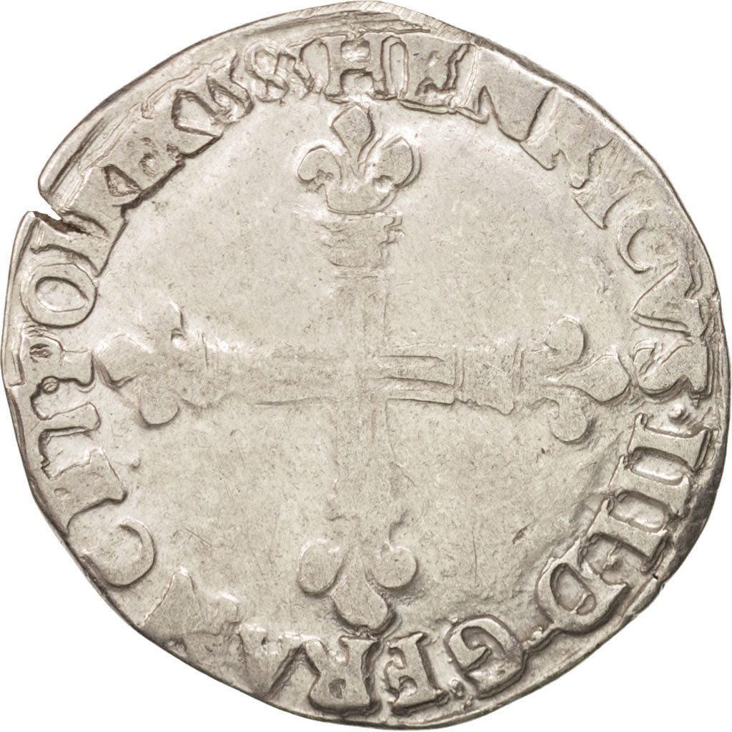 Moneta, Francia, 1/4 Ecu, 1583, Saint Lô, MB+, Argento, Sombart:4662