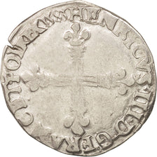 Moneda, Francia, 1/4 Ecu, 1583, Saint Lô, BC+, Plata, Sombart:4662