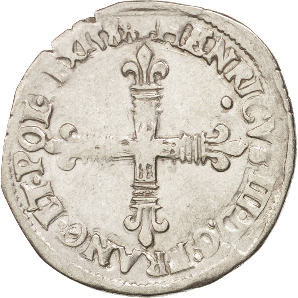 Moneta, Francia, 1/8 Ecu, 1588, Nantes, BB, Argento, Sombart:4664