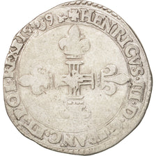 Coin, France, 1/8 Ecu, 1589, La Rochelle, VF(20-25), Silver, Sombart:4664