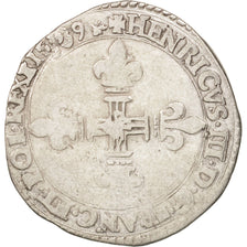 Munten, Frankrijk, 1/8 Ecu, 1589, La Rochelle, FR, Zilver, Sombart:4664