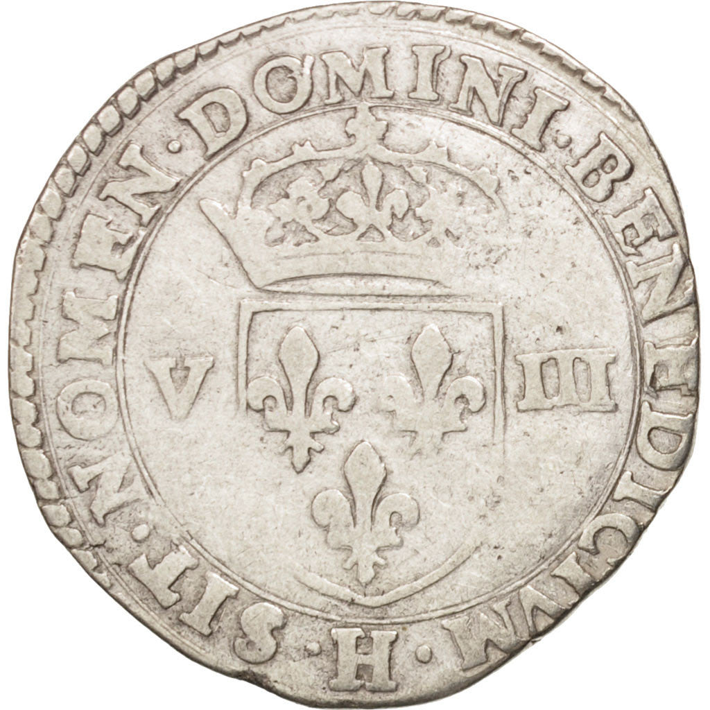 Munten, Frankrijk, 1/8 Ecu, 1589, La Rochelle, FR, Zilver, Sombart:4664