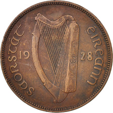 IRELAND REPUBLIC, Penny, 1928, EF(40-45), Bronze, KM:3