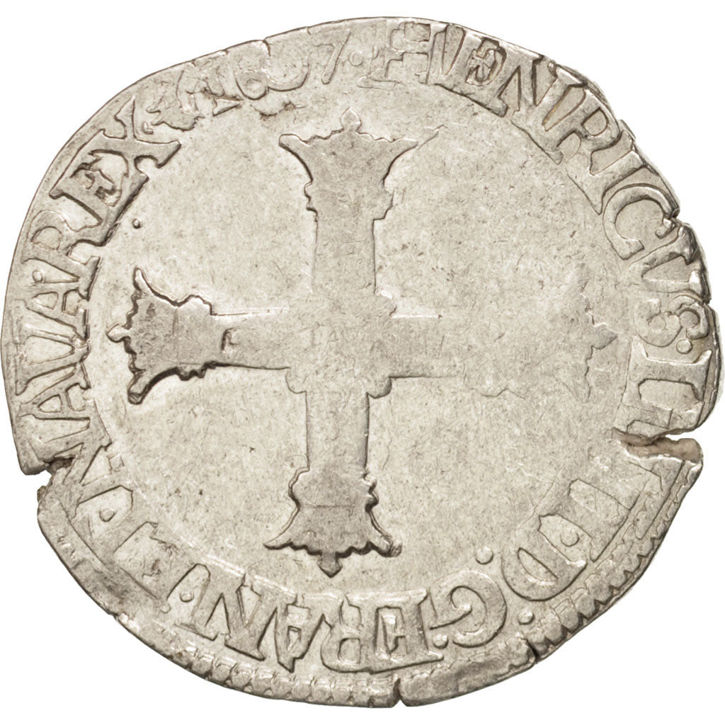 France, Henri IV, 1/4 Ecu, 1607, Saint Lô, VF(20-25), Silver, Sombart:4682