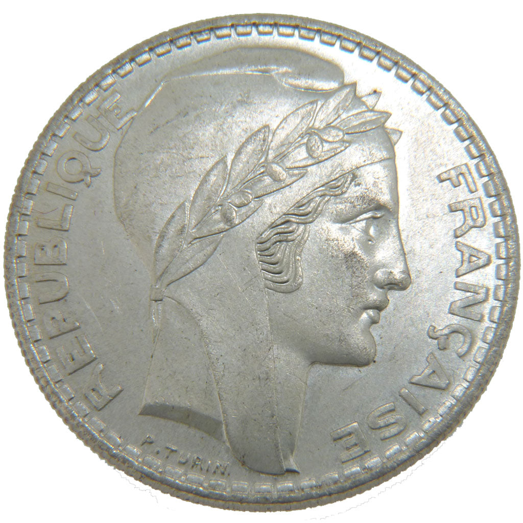 FRANCE, Turin, 20 Francs, 1938, Paris, KM #879, EF(40-45), Silver, 35, Gadoury..