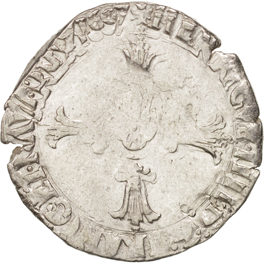 Frankreich, Henri IV, 1/4 Ecu, 1607, Angers, VF(30-35), Silver, Sombart:4686
