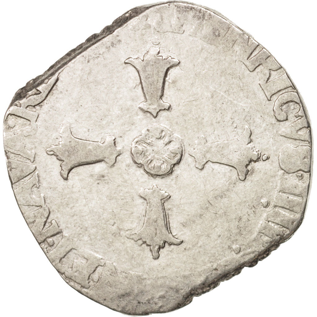 France, Henri IV, 1/4 Ecu, 1602, La Rochelle, VF(20-25), Silver, Sombart:4686