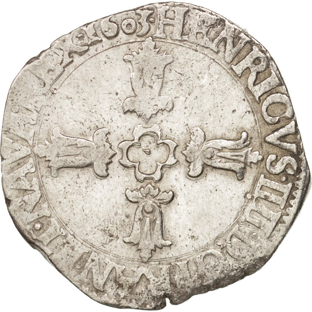 France, Henri IV, 1/4 Ecu, 1603, La Rochelle, VF(30-35), Silver, Sombart:4686