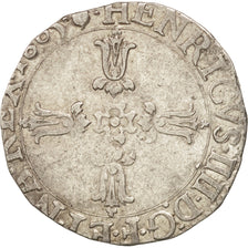 France, Henri IV, 1/4 Ecu, 1605, La Rochelle, VF(30-35), Silver, Sombart:4686