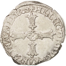 France, Henri IV, 1/4 Ecu, 1602, Nantes, EF(40-45), Silver, Sombart:4686